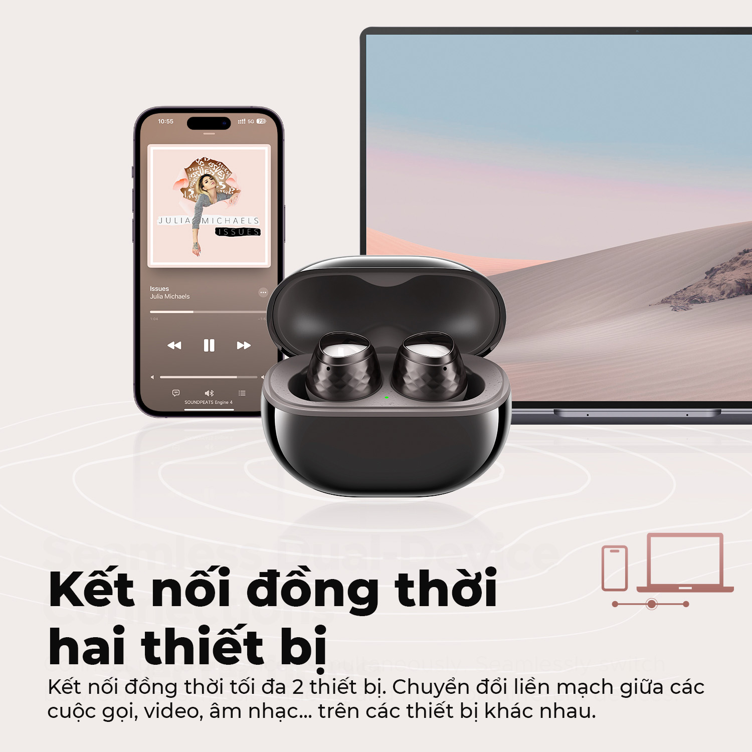 Tai nghe Bluetooth thể thao SoundPEATS Engine4, In-Ear, Coaxial Dual Driver, LDAC Hi-Res, Pin 43H, IPX4, Bluetooth 5.3, ENC - Tai nghe <strong>SoundPEATS Engine4</strong> với công nghệ <strong>SoundPEATS Engine4</strong>, thiết kế in-ear, Coaxial Dual Driver (10mm+6mm), âm thanh Hi-Res LDAC. Pin 12.5H (tai nghe), 43H (với hộp sạc), sạc USB-C. IPX4 chống nước, 4 mic ENC, Bluetooth 5.3, độ trễ 70ms (Game Mode). App PeatsAudio tùy chỉnh EQ. Bảo hành 12 tháng, lý tưởng cho thể thao, nghe nhạc.